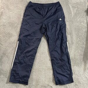 Adidas Track Pants Men Size Large Blue Drawstring Pockets Gym Active Performance